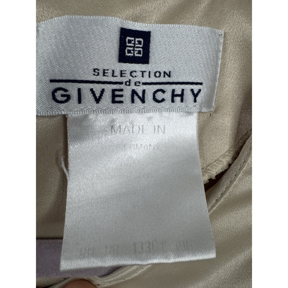Vtg Givenchy Satin Blouse Champagne Embroidered Logo Women's 18W Quiet Luxury - Picture 6 of 11